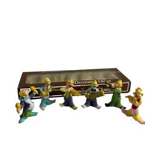 Hand Painted Decorative Clowns Circus Miniature 2.5" Cake Toppers Lot 6 Figures